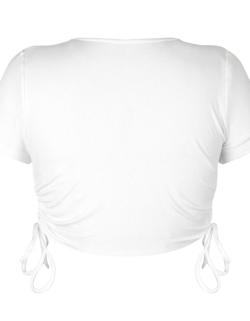 Load image into Gallery viewer, Round Neck Short Sleeve Drawstring Tee
