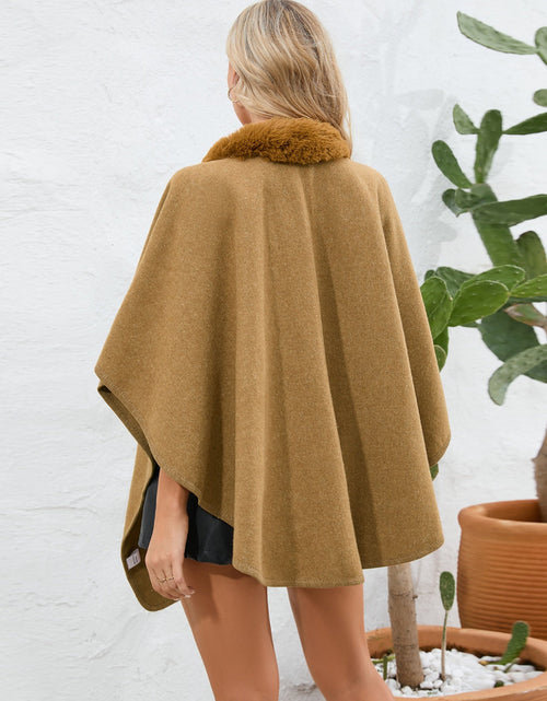 Load image into Gallery viewer, Fuzzy Trim Open Front Poncho

