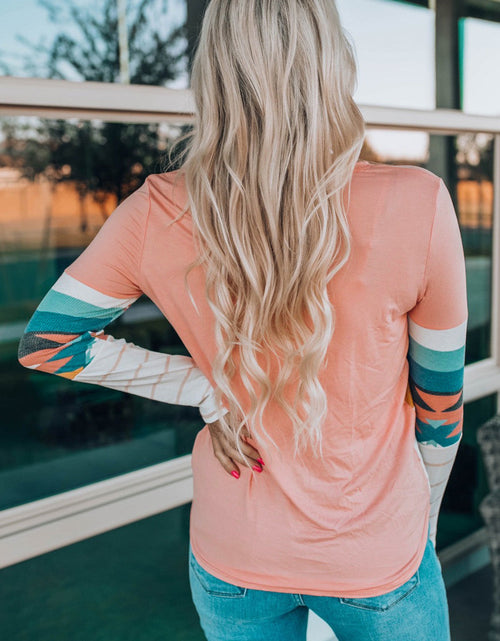 Load image into Gallery viewer, Geometric Round Neck Long Sleeve T-Shirt
