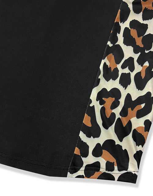 Load image into Gallery viewer, Plus Size Leopard Round Neck Long Sleeve Dress
