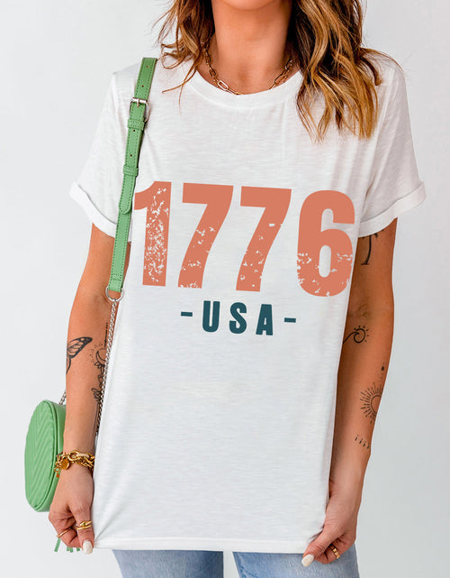 Load image into Gallery viewer, Graphic Round Neck Short Sleeve T-Shirt
