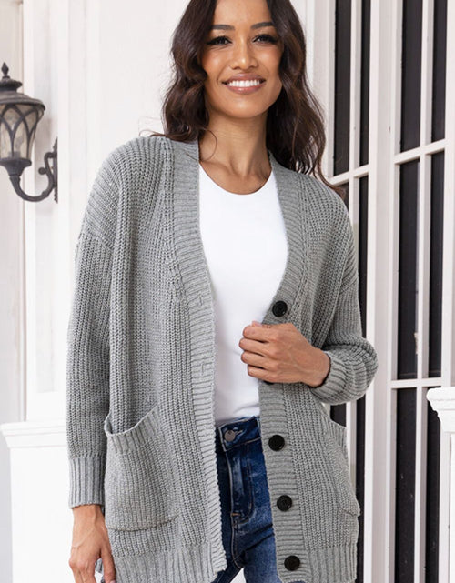 Load image into Gallery viewer, Button Up Long Sleeve Cardigan with Pockets

