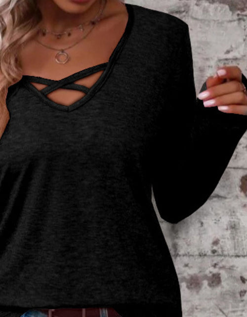 Load image into Gallery viewer, Crisscross V-Neck Long Sleeve T-Shirt
