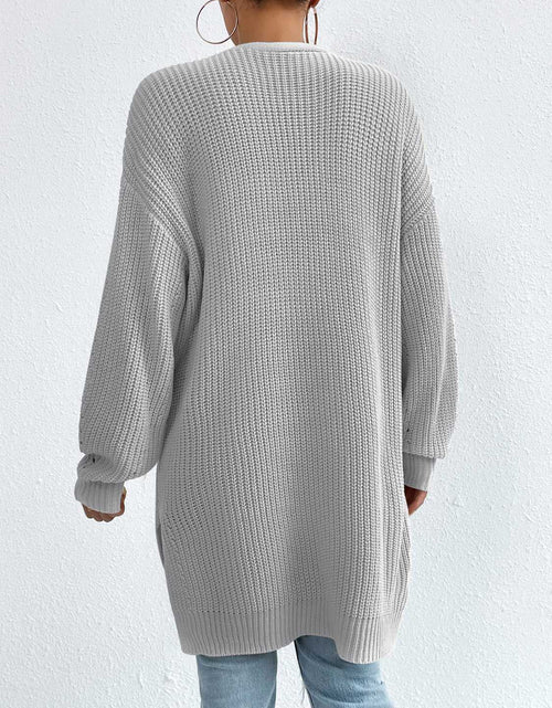 Load image into Gallery viewer, Open Front Dropped Shoulder Slit Cardigan
