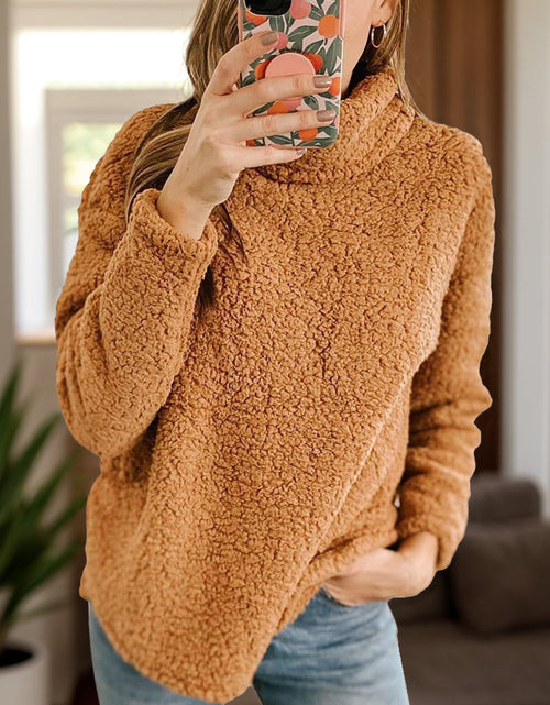Load image into Gallery viewer, Fuzzy Turtleneck Long Sleeve Sweatshirt
