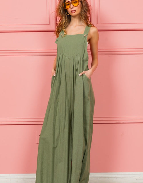 Load image into Gallery viewer, BiBi Ruched Wide Leg Overalls with Pockets
