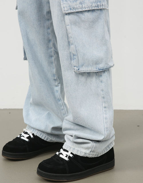 Load image into Gallery viewer, Men's Wide Leg Jeans with Cargo Pockets
