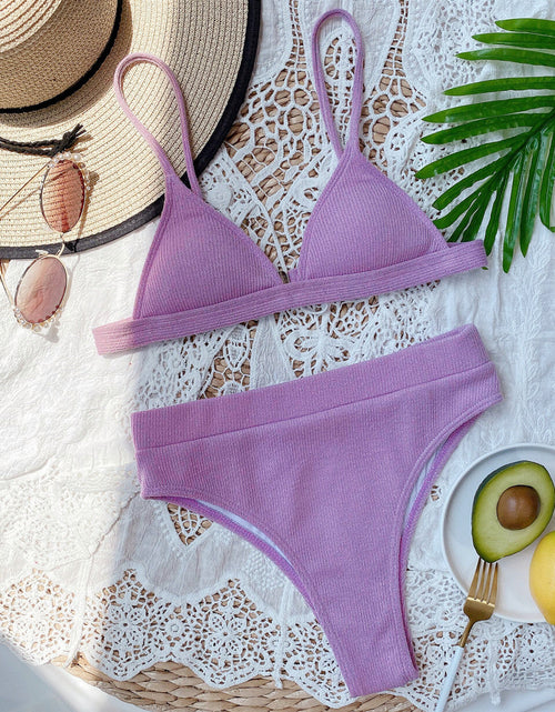 Load image into Gallery viewer, Spaghetti Strap Ribbed Bikini Set
