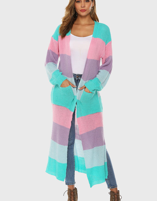 Load image into Gallery viewer, Color Block Long Sleeve Pocketed Cardigan

