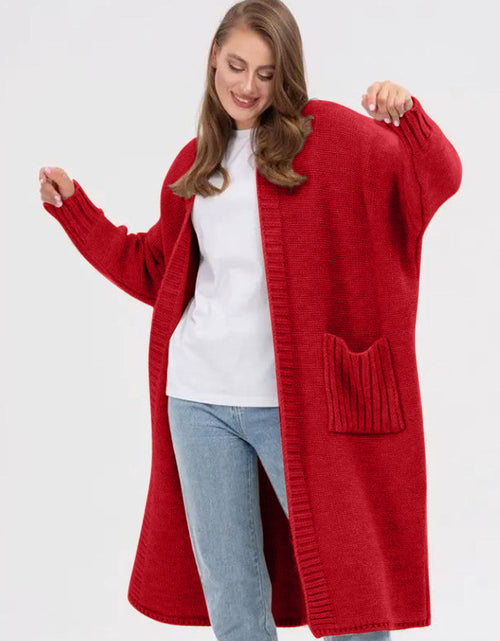Load image into Gallery viewer, Pocketed Open Front Long Sleeve Longline Cardigan
