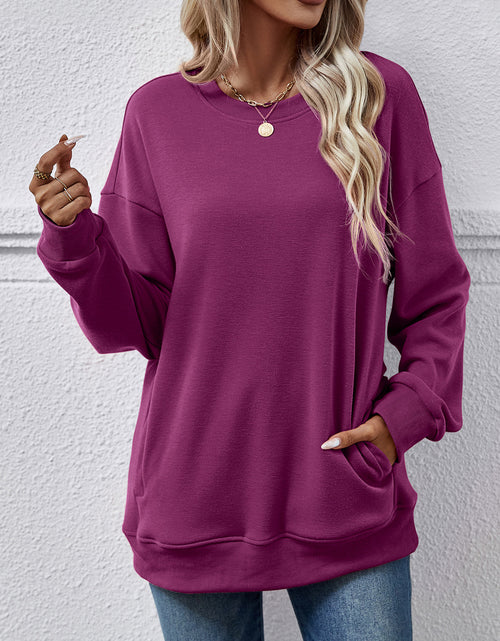 Load image into Gallery viewer, Dropped Shoulder Sweatshirt with Pockets
