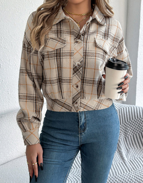 Load image into Gallery viewer, Plaid Button Up Long Sleeve Jacket
