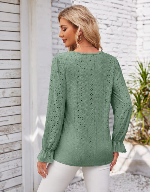 Load image into Gallery viewer, Applique V-Neck Flounce Sleeve T-Shirt
