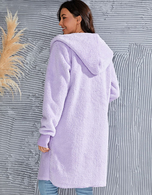 Load image into Gallery viewer, Double Take Full Size Hooded Teddy Bear Jacket with Thumbholes
