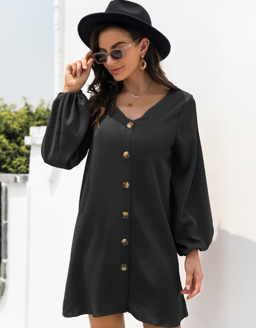 Load image into Gallery viewer, V-Neck Long Sleeve Mini Dress
