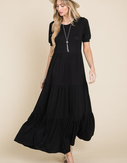 Load image into Gallery viewer, BOMBOM Short Sleeve Tiered Maxi Dress
