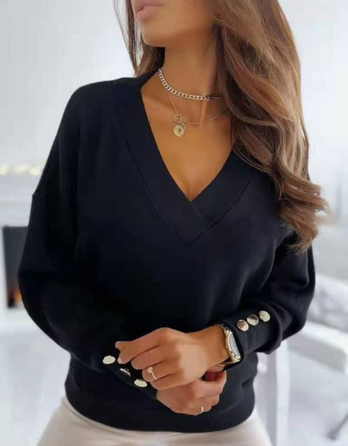 Load image into Gallery viewer, V-Neck Long Sleeve Sweatshirt
