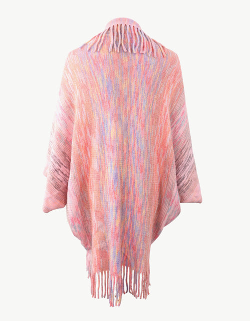 Load image into Gallery viewer, Multicolored Fringe Trim Poncho
