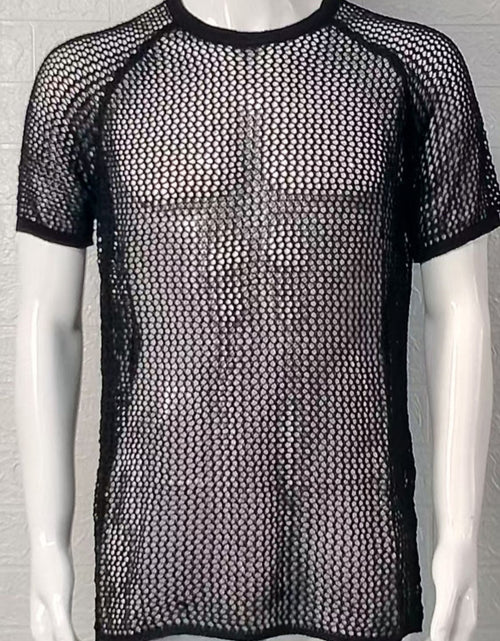 Load image into Gallery viewer, Men's Openwork Round Neck Short Sleeve T-Shirt
