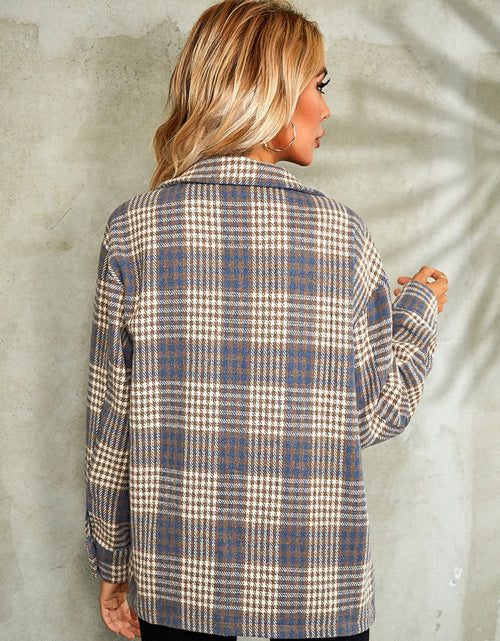 Load image into Gallery viewer, Plaid Button Down Collared Jacket
