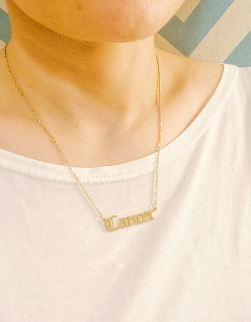 Load image into Gallery viewer, Old English Zodiac Necklace by Ellisonyoung.com
