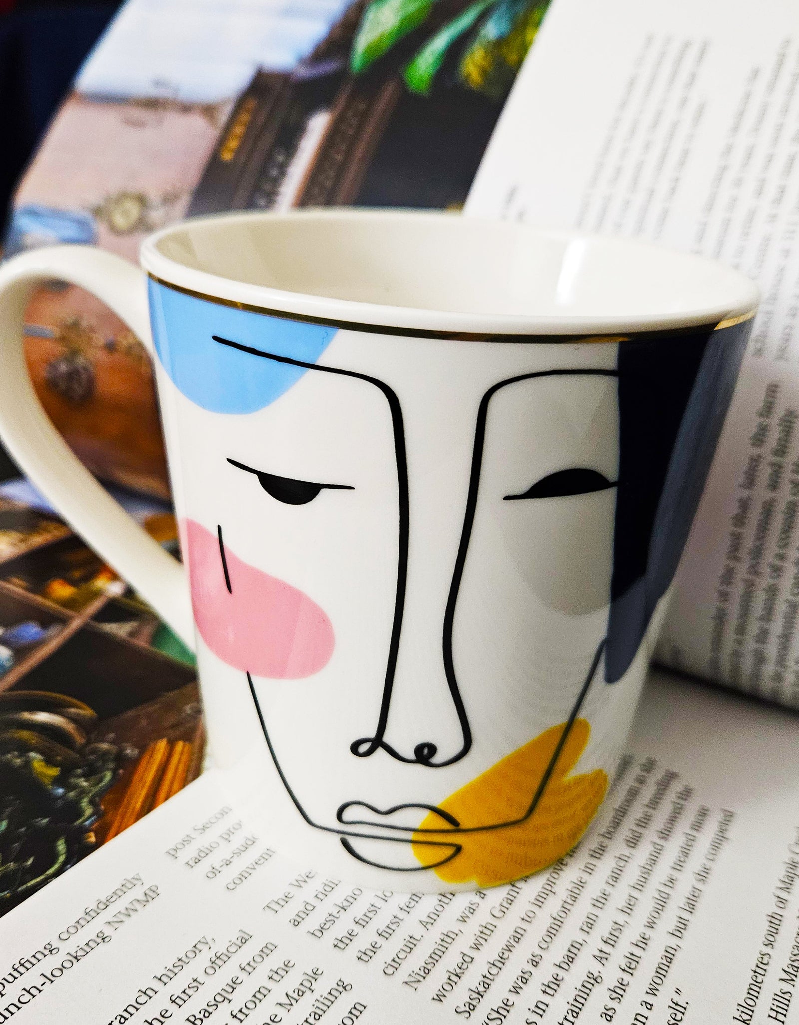 Set Of Four Ceramic Coffee Mugs Face Theme by Izhar Studio- CA