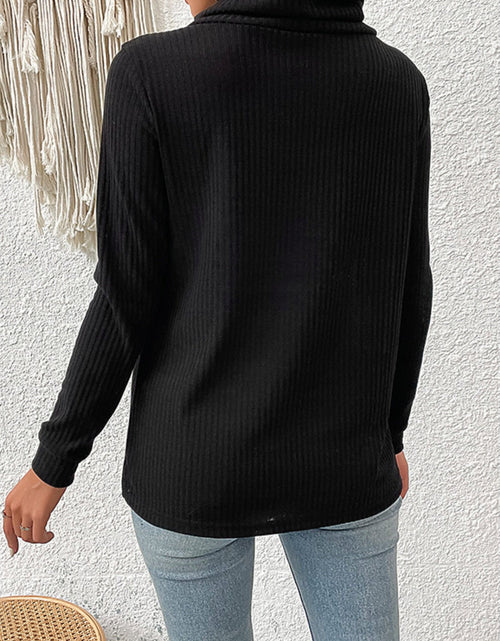 Load image into Gallery viewer, Decorative Button Turtleneck Long Sleeve T-Shirt
