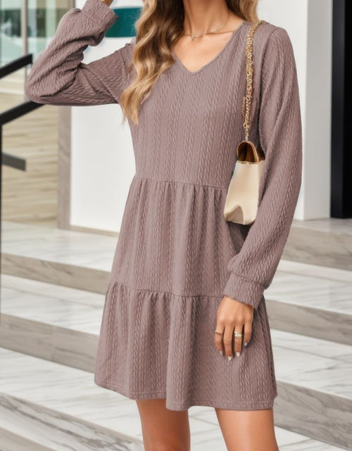 Load image into Gallery viewer, V-Neck Long Sleeve Mini Dress
