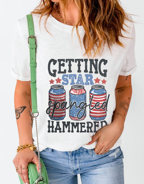 Load image into Gallery viewer, Graphic Round Neck Short Sleeve T-Shirt
