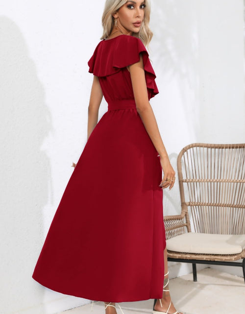 Load image into Gallery viewer, Ruffled Tied V-Neck Midi Dress
