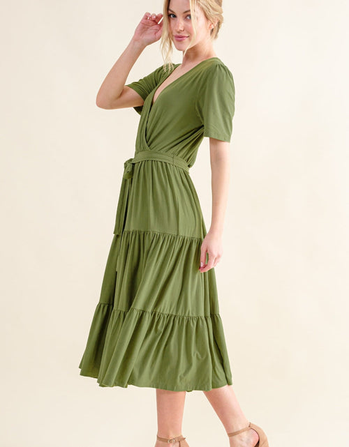 Load image into Gallery viewer, And The Why Soft Short Sleeve Tiered Midi Dress
