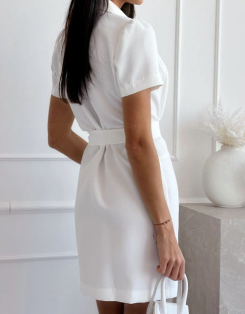 Load image into Gallery viewer, Short Sleeve Tie Waist Mini Dress
