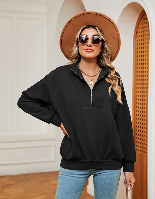 Load image into Gallery viewer, Half-Zip Dropped Shoulder Sweatshirt
