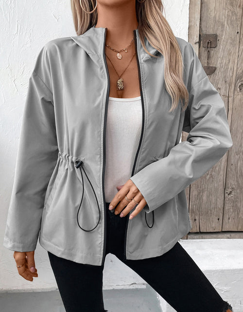 Load image into Gallery viewer, Ivy Lane Drawstring Zip Up Hooded Jacket
