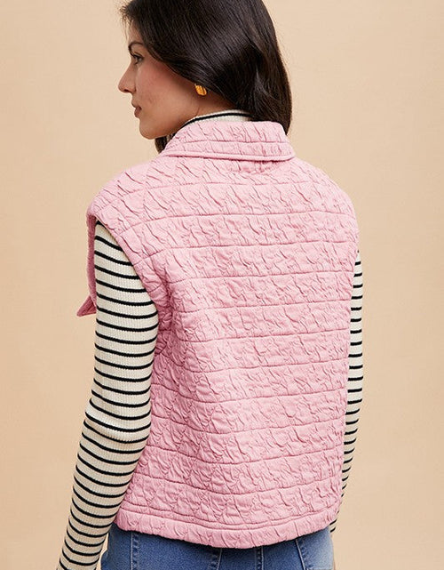 Load image into Gallery viewer, Annie Wear Texture Quilted Snap Down Vest Coat
