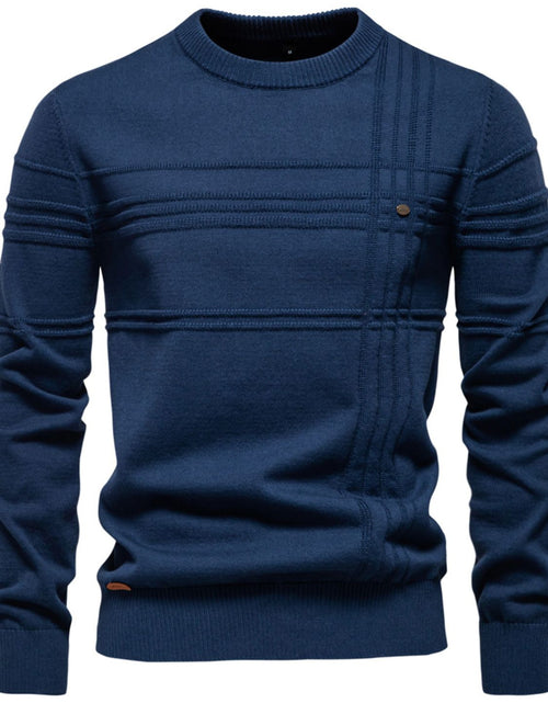 Load image into Gallery viewer, Men's Round Neck Striped Sweater
