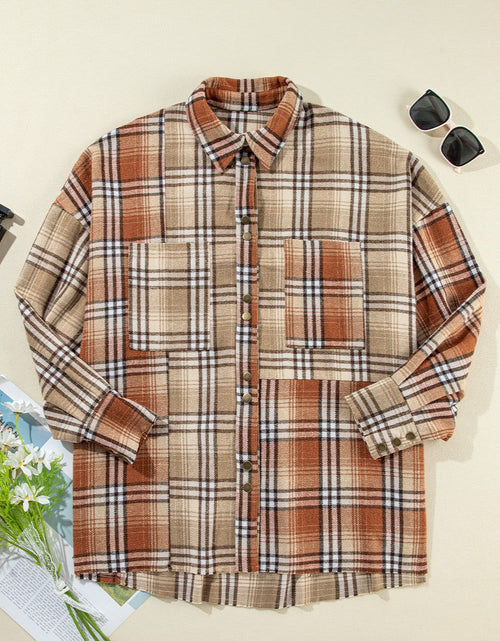 Load image into Gallery viewer, Plaid Snap Down Dropped Shoulder Shacket
