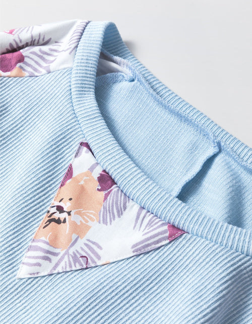 Load image into Gallery viewer, Printed Round Neck Balloon Sleeve Sweatshirt
