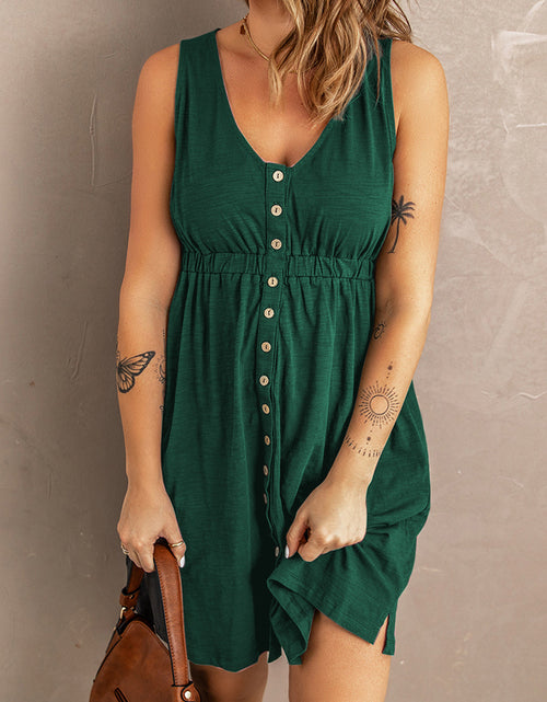 Load image into Gallery viewer, Sleeveless Button Down Mini Magic Dress

