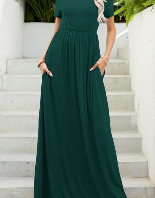 Load image into Gallery viewer, Round Neck Maxi Tee Dress with Pockets
