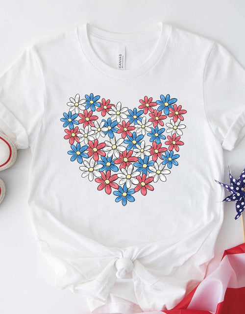Load image into Gallery viewer, Flower Graphic Round Neck Short Sleeve T-Shirt
