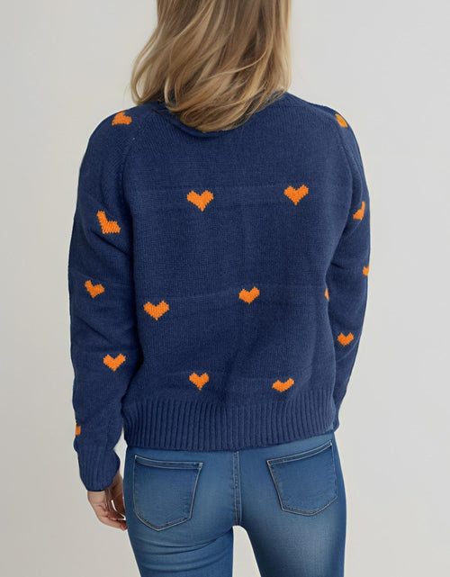 Load image into Gallery viewer, Heart Round Neck Zip Up Cardigan
