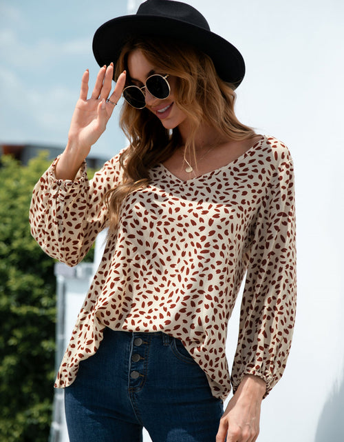 Load image into Gallery viewer, Printed V-Neck Balloon Sleeve Blouse
