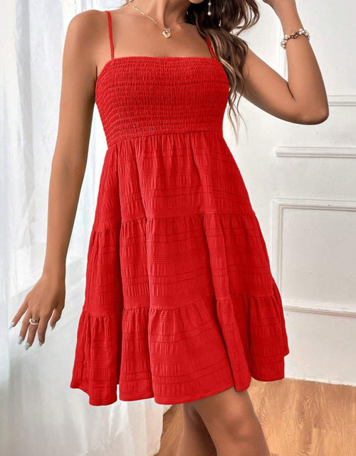 Load image into Gallery viewer, Tiered Smocked Square Neck Cami Dress
