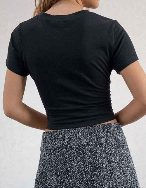 Load image into Gallery viewer, Letter Round Neck Short Sleeve T-Shirt
