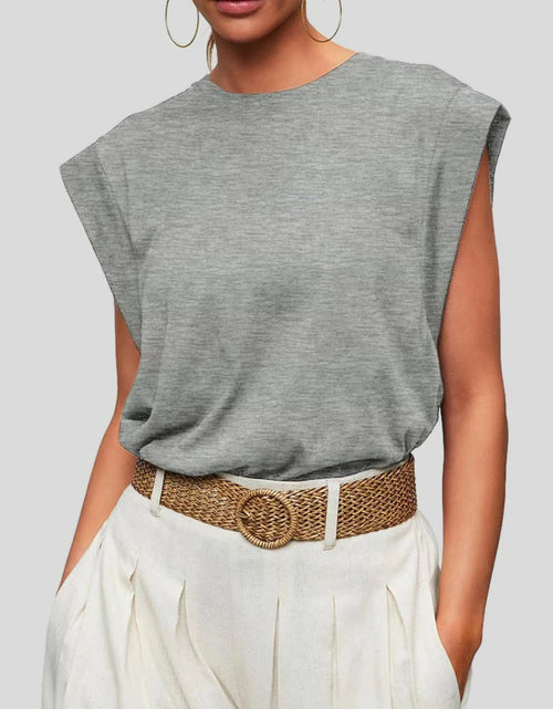 Load image into Gallery viewer, Florira Round Neck Cap Sleeve T-Shirt
