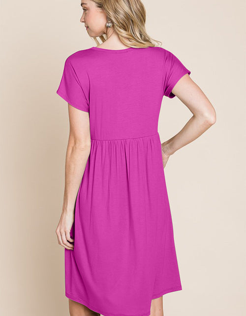Load image into Gallery viewer, BOMBOM V-Neck Short Sleeve Dress
