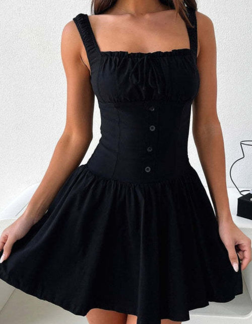 Load image into Gallery viewer, Decorative Button Square Neck Cami Dress
