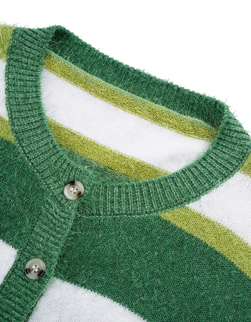Load image into Gallery viewer, Striped Button Up Dropped Shoulder Cardigan
