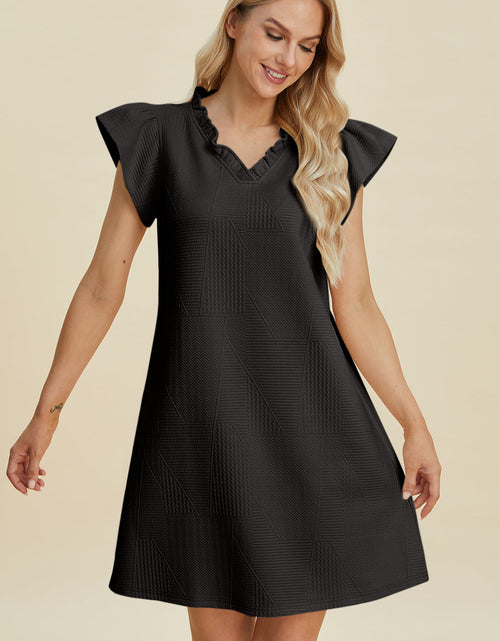 Load image into Gallery viewer, Double Take Full Size Ruffled V-Neck Cap Sleeve Dress
